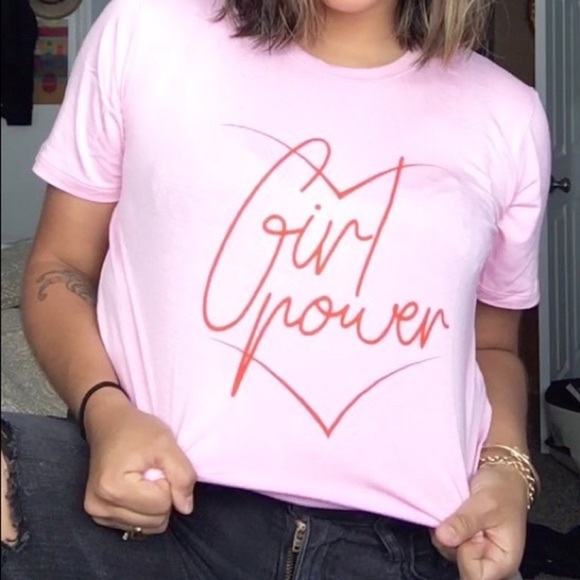 Pink Girl Power Graphic Tee, Feminist Statement Shirt , Casual Graphic Top - Picture 2 of 4